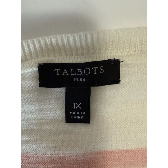 Talbots V Neck Rainbow Striped Knit Top 3/4 Sleeve Lightweight Blouse Sweater 1X - Picture 11 of 16